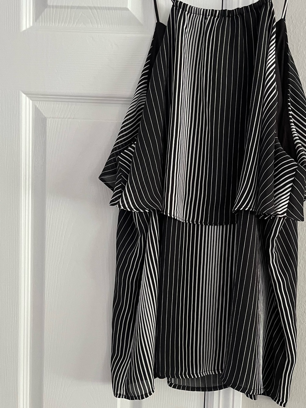 Ann Taylor Black and White Striped Layered Blouse